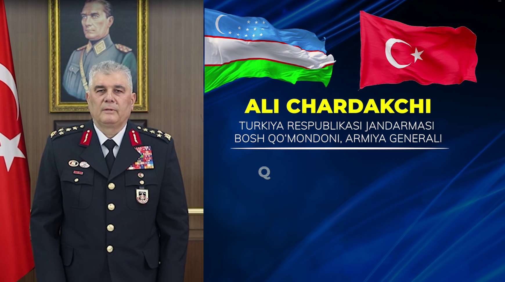 Ali Chardakchi Turkiya respublikasi jandarmasi bosh qo'mondoni, armiya generali tabrigi