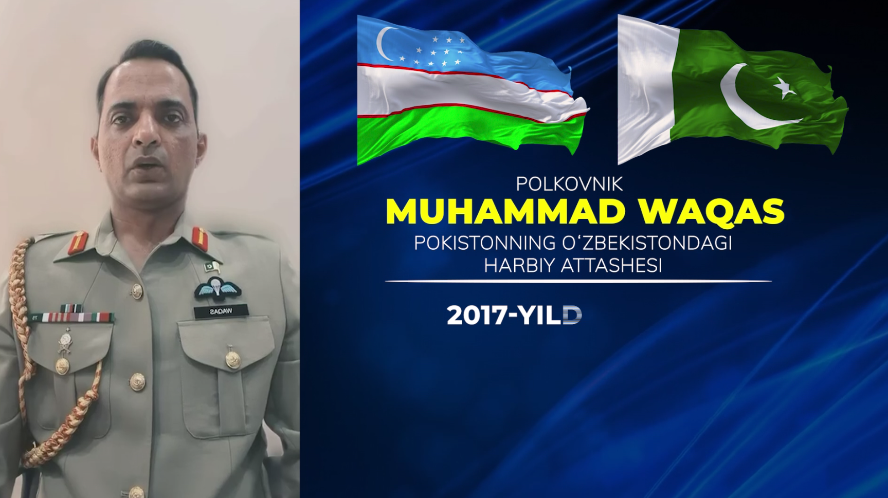 Polkovnik Muhammad Waqas Pokistonning O'zbekistondagi harbiy attashesining tabrigi
