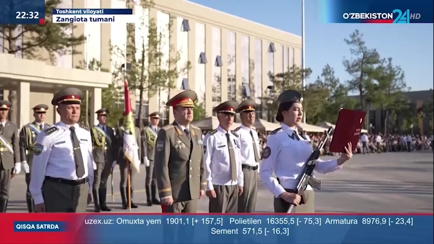 Axborot 24 | O‘zbekiston Respublikasi Milliy gvardiyasi Jamoat xavfsizligi universiteti 1-bosqich kursantlarini tantanali Vatanga qasamyodiga bag‘ishlangan marosim