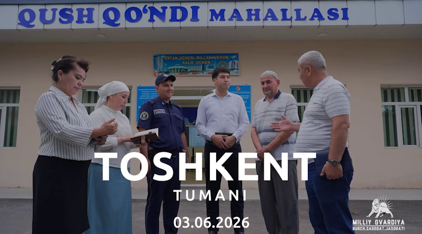 Davlatimiz rahbari tomonidan xavfsiz va osoyishta muhitni ta’minlash borasida belgilab berilgan ustuvor vazifalar izchil amalga oshirilmoqda.  Ana shunday manzilli chora-tadbirlarning navbatdagisi bugun Milliy gvardiya qo‘mondoni general-polkovnik B. Tashmatov tomonidan poytaxtimizga tutash Toshkent tumanida olib borildi.